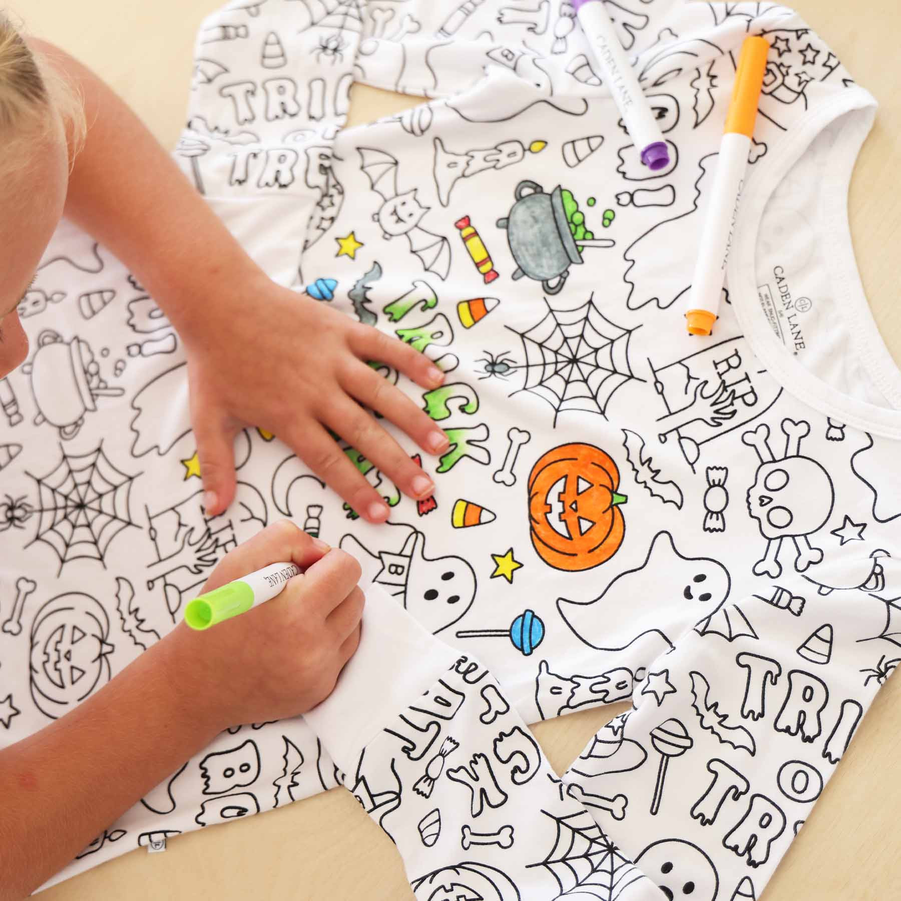 Colorable Pajama Set | No Tricks All Treats | Caden Lane
