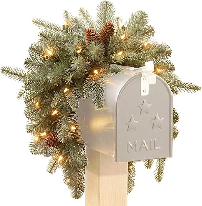 National Tree Company 'Feel Real' Pre-lit Artificial Christmas Mail Box Swag | battery-operated W... | Amazon (US)