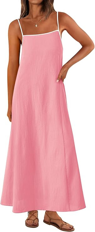 KIRUNDO Women Summer Maxi Sundress 2025 Boho Spaghetti Strap Sleeveless Casual Loose Flowy A Line... | Amazon (US)