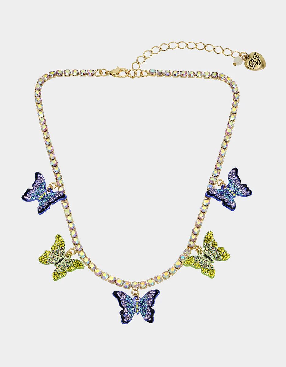ALL A FLUTTER STONE BUTTERFLY FRONTAL NECKLACE MULTI | Betsey Johnson