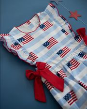 American Flag Blue Striped Dress | Smockingbird Kids
