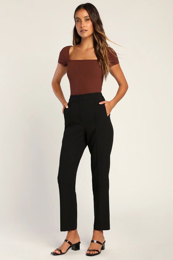 Chic Business Black High-Waisted Trouser Pants | Lulus (US)