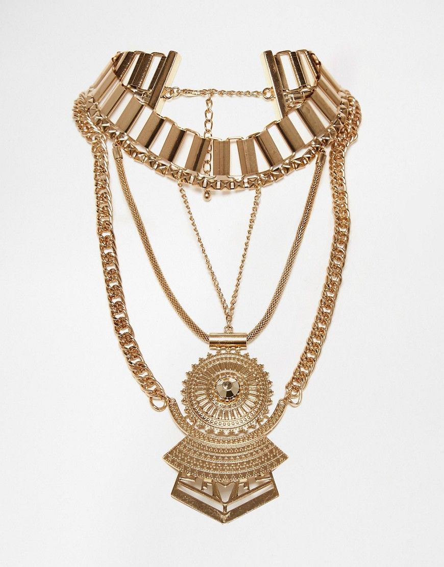 New Look Metal Statement Drape Necklace | ASOS UK