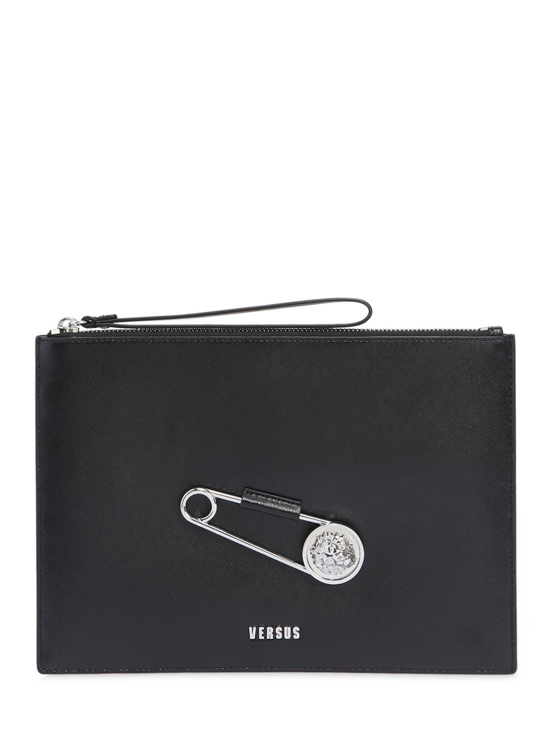 LION SAFETY PIN SAFFIANO LEATHER POUCH | Luisaviaroma