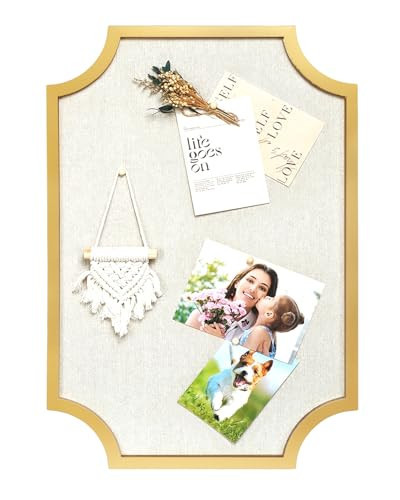 Linen Bulletin Board, Large 15.7"x23.6" Pin Board for Walls, Fabric Bulletin Board for Home Kitchen Office Decorative，Gold Wood Frame Cork Board(Gold-4060) | Amazon (US)