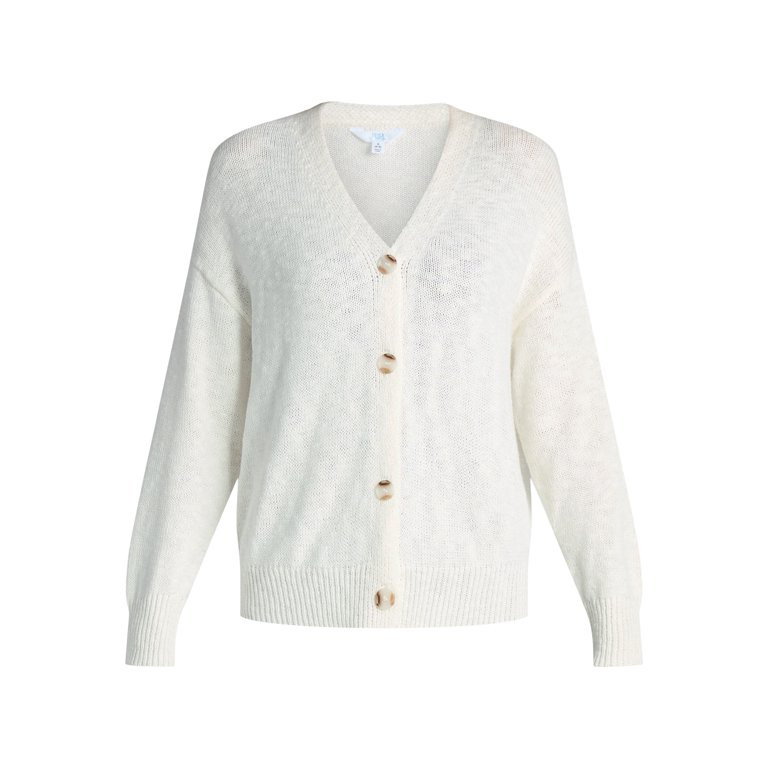 Time and Tru Women’s Cotton Boyfriend Cardigan Sweater, Lightweight, Sizes XS-XXXL - Walmart.co... | Walmart (US)