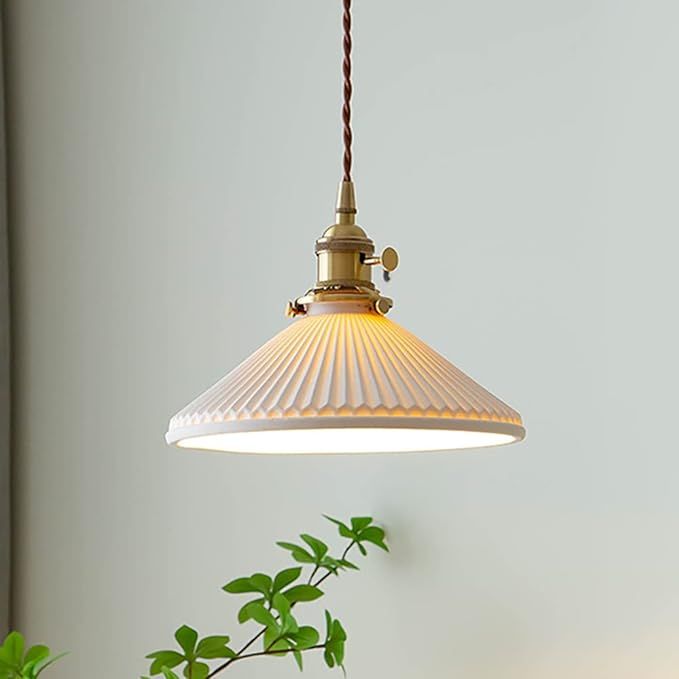 Aeyee Ceramic Pendant Light Fixture, Cute Hanging Light, Adjustable Pendant Lighting for Kitchen ... | Amazon (US)
