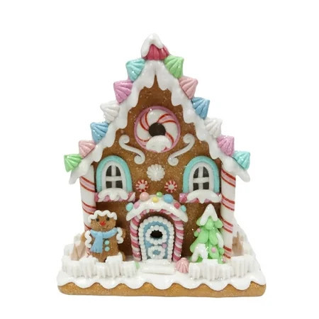 Christmas Village LED Multicolor Pastel Gingerbread House Decoration, 8", by Holiday Time | Walmart (US)