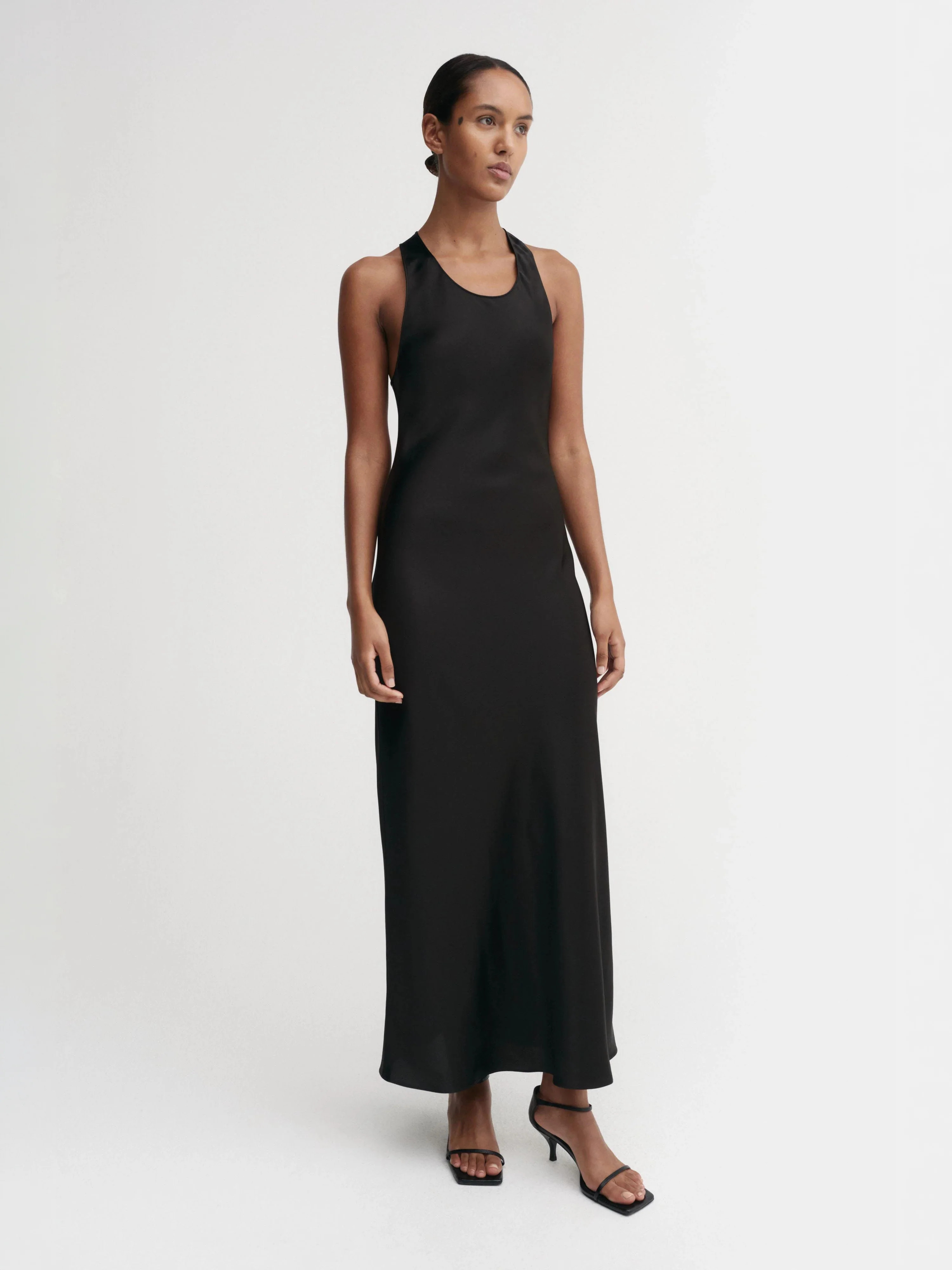 Zila Satin Dress, black | Almada Label