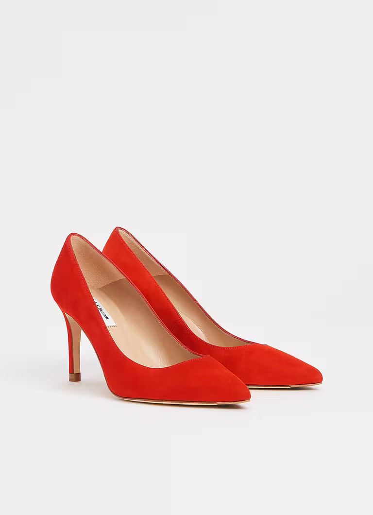 Floret Scarlet Red Suede Pointed Toe Courts | L.K. Bennett (UK)