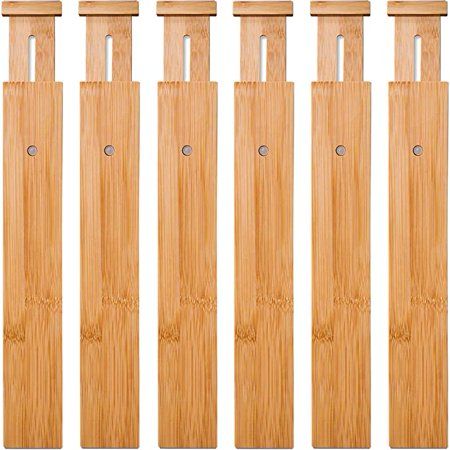 6 Pack Bamboo Drawer Dividers Spring Loaded Adjustable Drawer Separators (2.1 High 17.52 -21.65 ) Pe | Walmart (US)