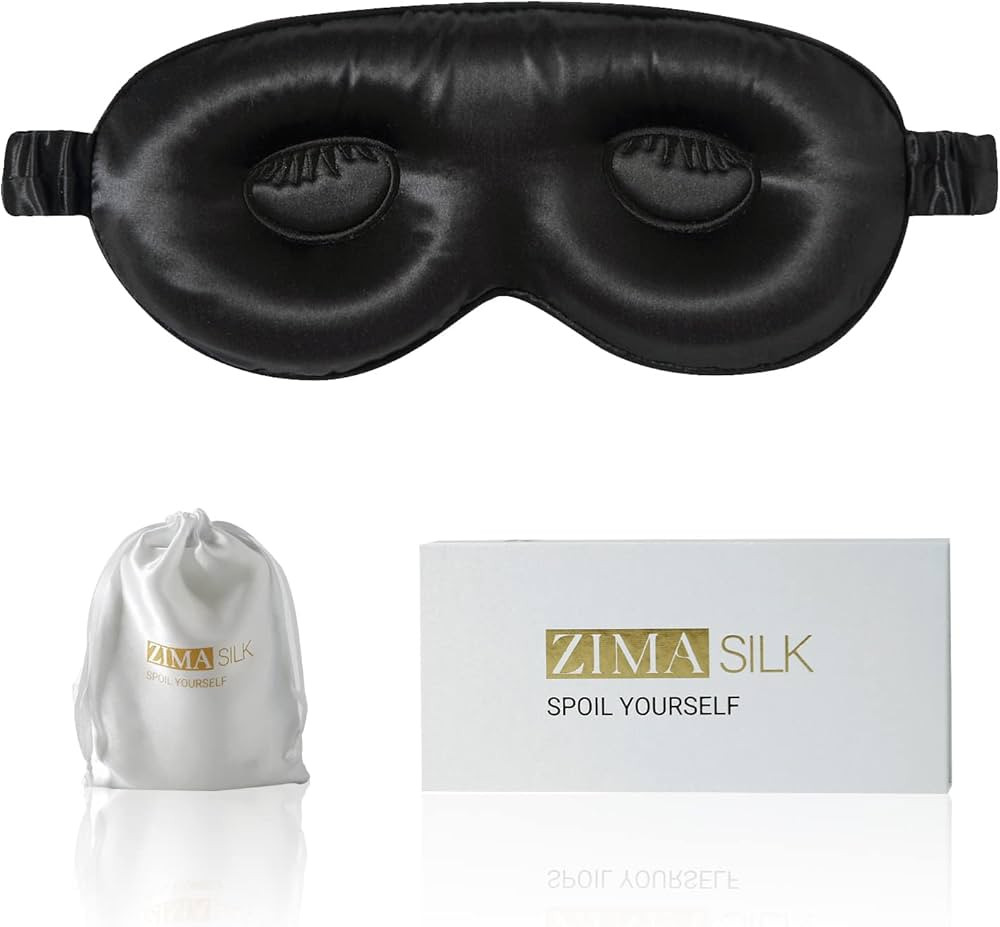 ZIMASILK 22 Momme Pure Mulberry Silk Sleep Mask, 3D Contoured Cup Eye mask Blindfold, with Silk W... | Amazon (US)