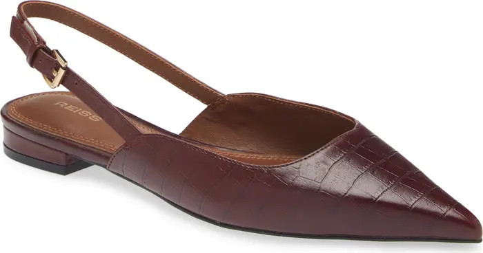 Reiss Aubrey Croc Embossed Slingback Flat (Women) | Nordstrom | Nordstrom