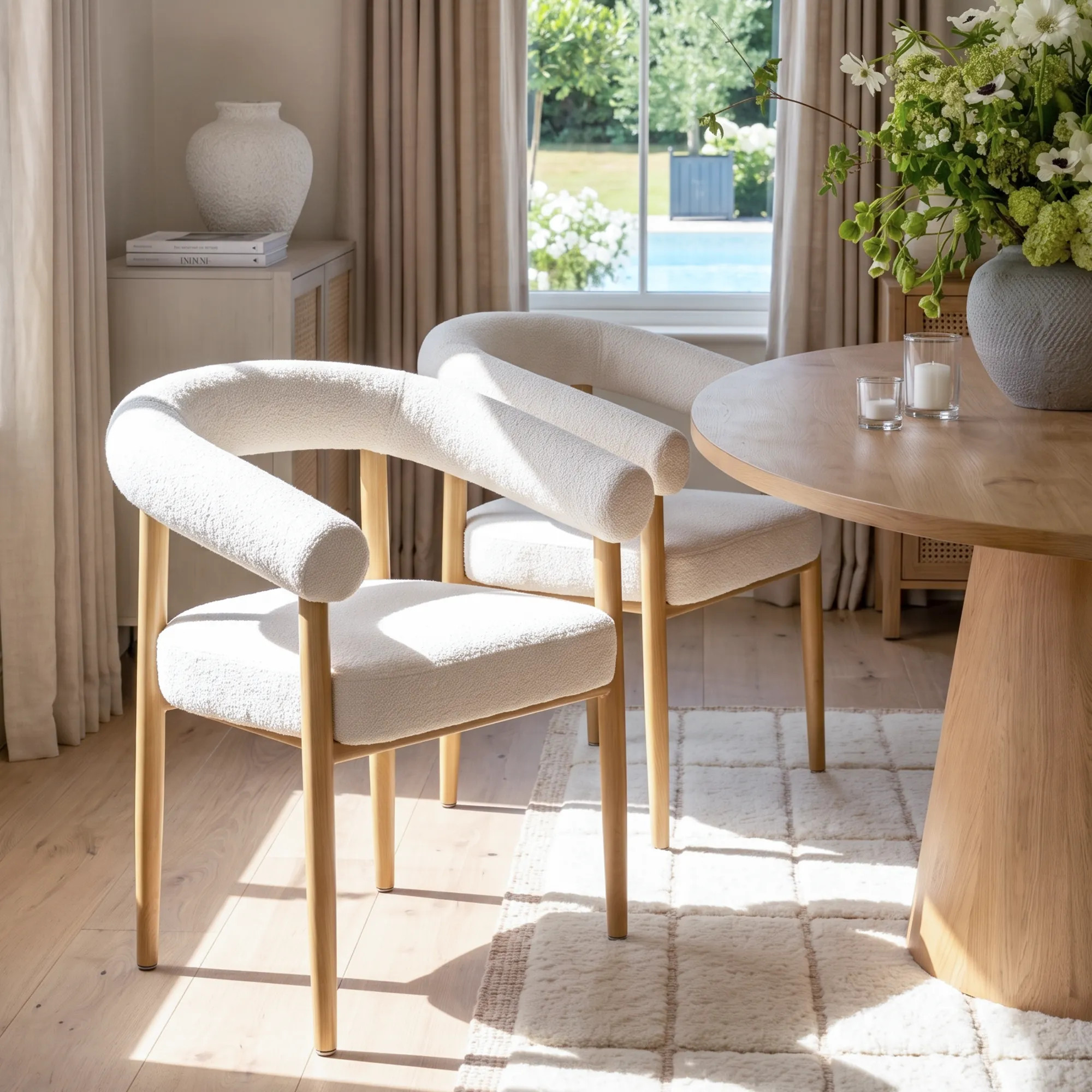 Melbourne Modern Boucle Upholstered Dining Chair (Set of 2) | Pop Maison