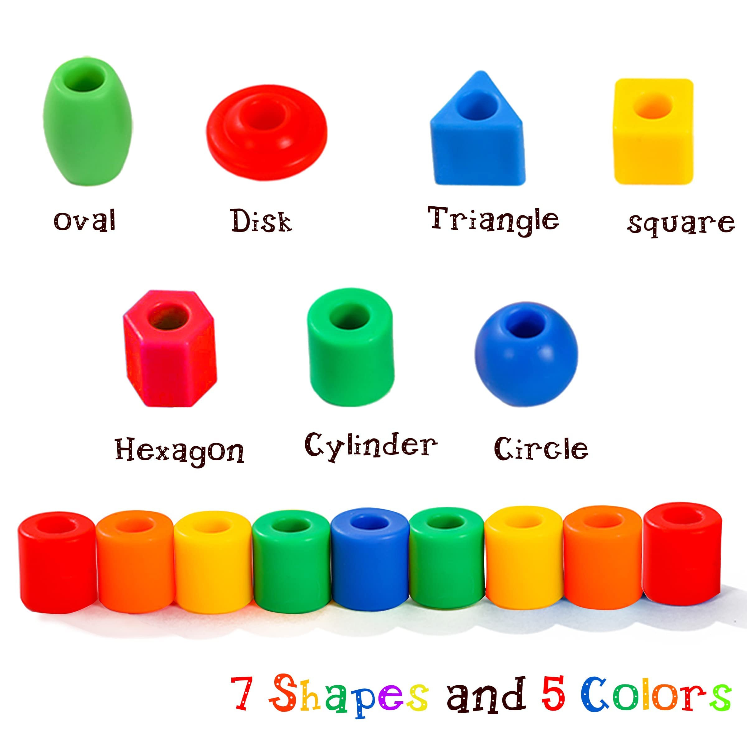 Lacing Beads for Toddlers (60 Stringing Beads,4 Strings) -Educational Montessori Preschool Activi... | Amazon (US)