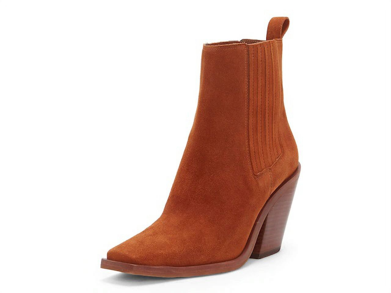 Vince Camuto Ackella Warm Caramel Pull On Squared Close Toe Block Heeled Boot (Warm Caramel, 8) | Walmart (US)