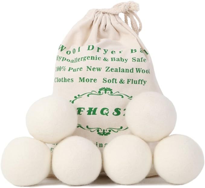 Wool Dryer Balls Organic XL 6-Pack, Reusable Natural Fabric Softener, Reduces Wrinkles,Dryer Shee... | Amazon (US)