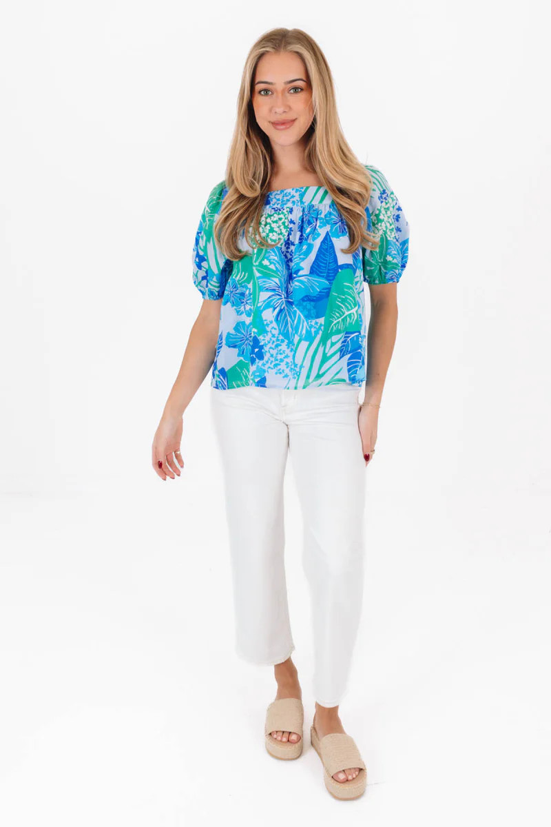 The Andie Puff Sleeve Top - Blue | The Impeccable Pig
