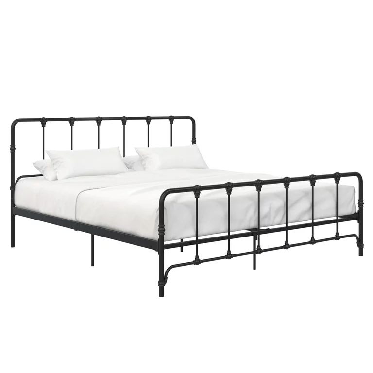 Mainstays Farmhouse Metal Bed, King Size Bed Frame, Black | Walmart (US)