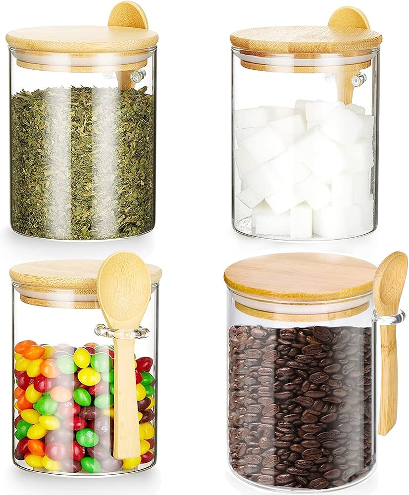 Glass Food Storage Containers with Lid17fl.oz, Glass Jars with Airtight Lid, Clear Food Storage J... | Amazon (US)
