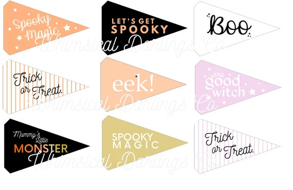 Halloween Pennant Flag Printables // Modern Halloween Flags | Etsy | Etsy (US)