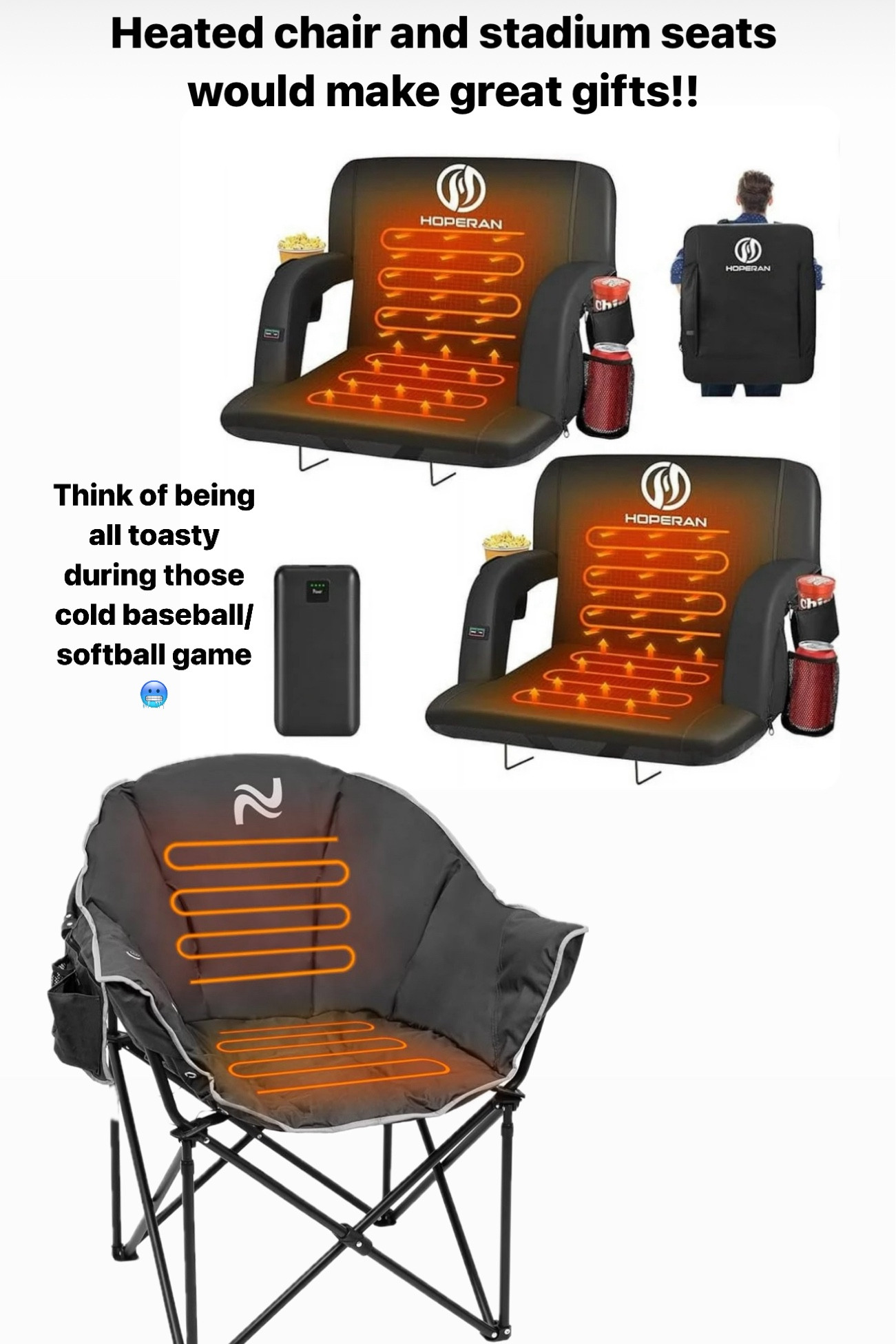 These heated stadium seats and chairs would make the best gift for all those parents sitting through frigid baseball and softball games this Spring!🥶

#LTKGiftGuide #LTKHoliday #LTKSeasonal