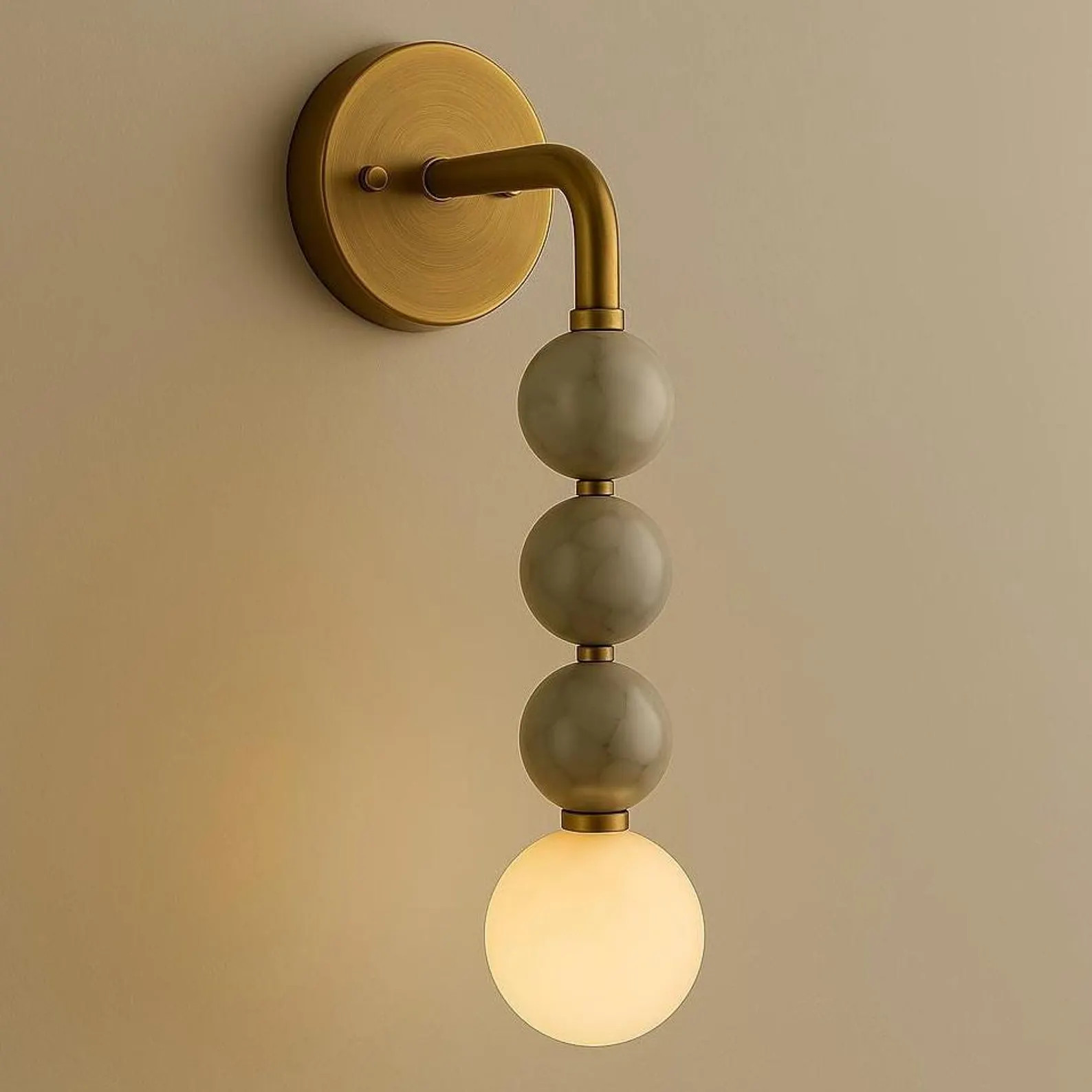 Handmade Marble Alabaster Wall Sconce, Mid Century Modern Brass Light | Etsy (Global)