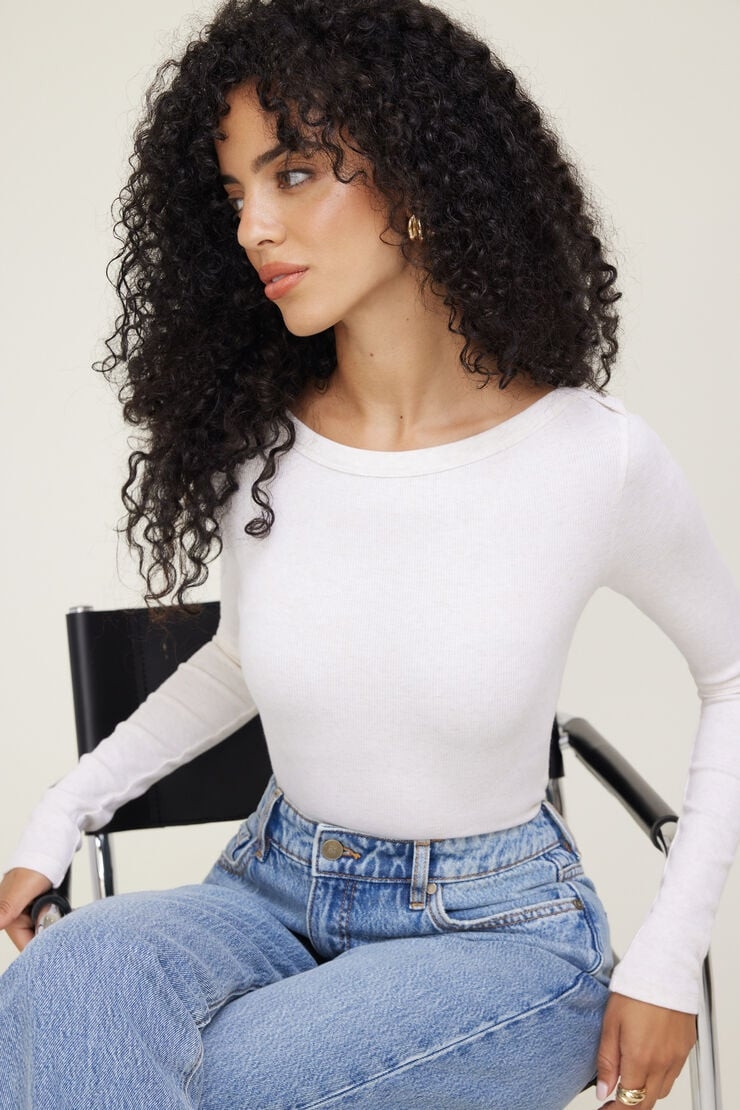 Nola Ribbed Long Sleeve T Shirt | Dynamite Clothing