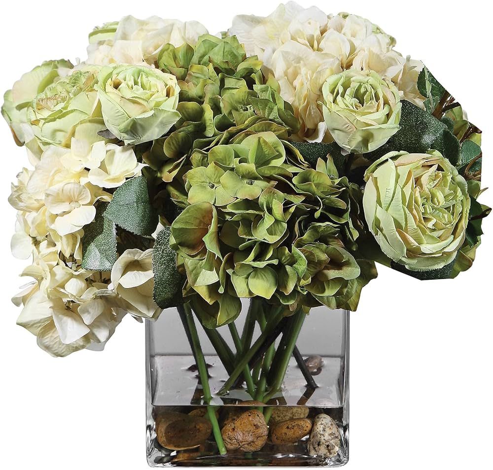 Uttermost Cecily Cream Hydrangea and Rose 15" W Faux Flowers in Vase | Amazon (US)