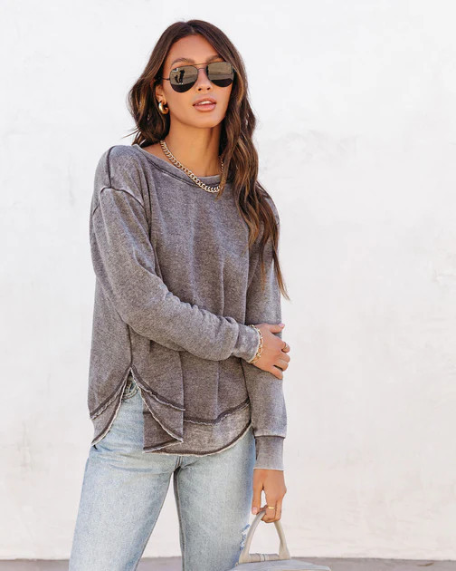 Al Fresco Cotton Blend Knit Pullover - Grey - SALE | VICI