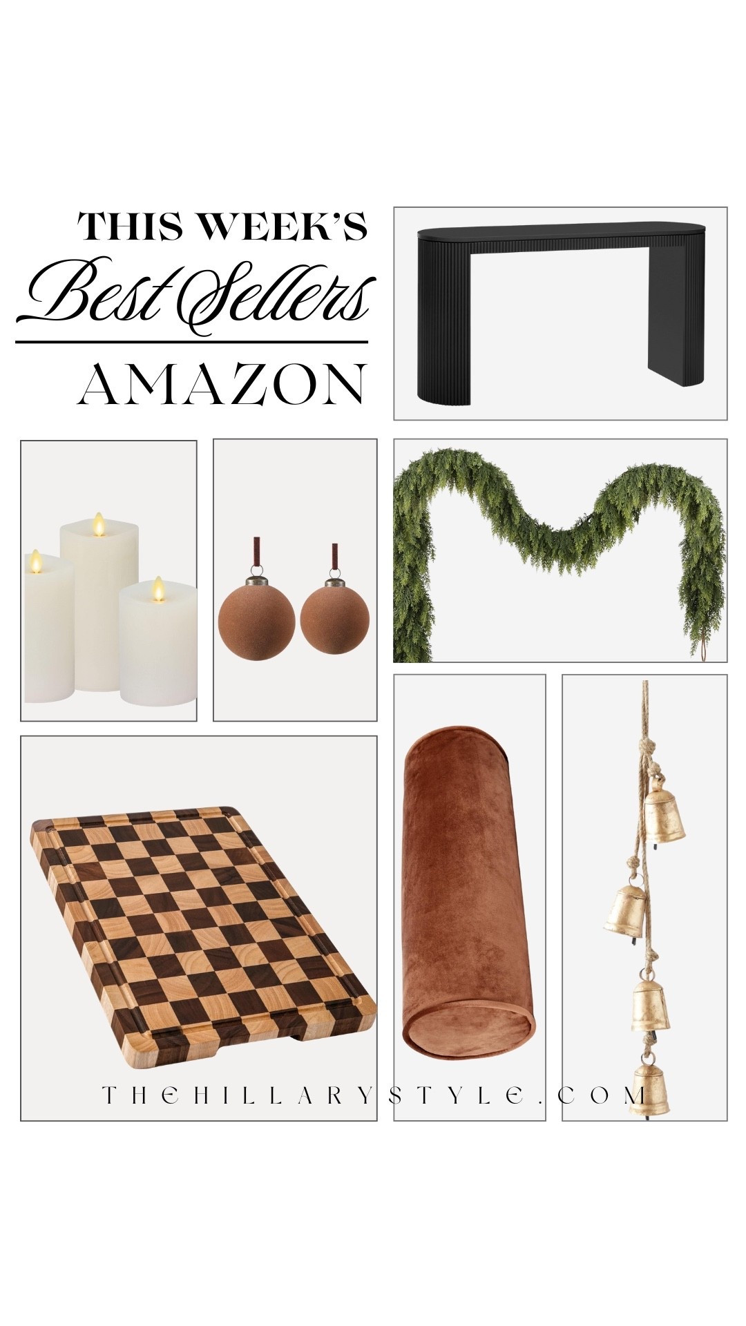 Bring timeless holiday charm into your home with these best sellers. From velvet Christmas ornaments and realistic cedar garland to Luminara’s flameless candles, these pieces create a warm, cozy holiday atmosphere. Year-round favorites like the velvet bolster pillows, fluted console table, and acacia wood cutting board add an elevated touch to everyday living.

#LTKOver40 #LTKSeasonal #LTKHome
