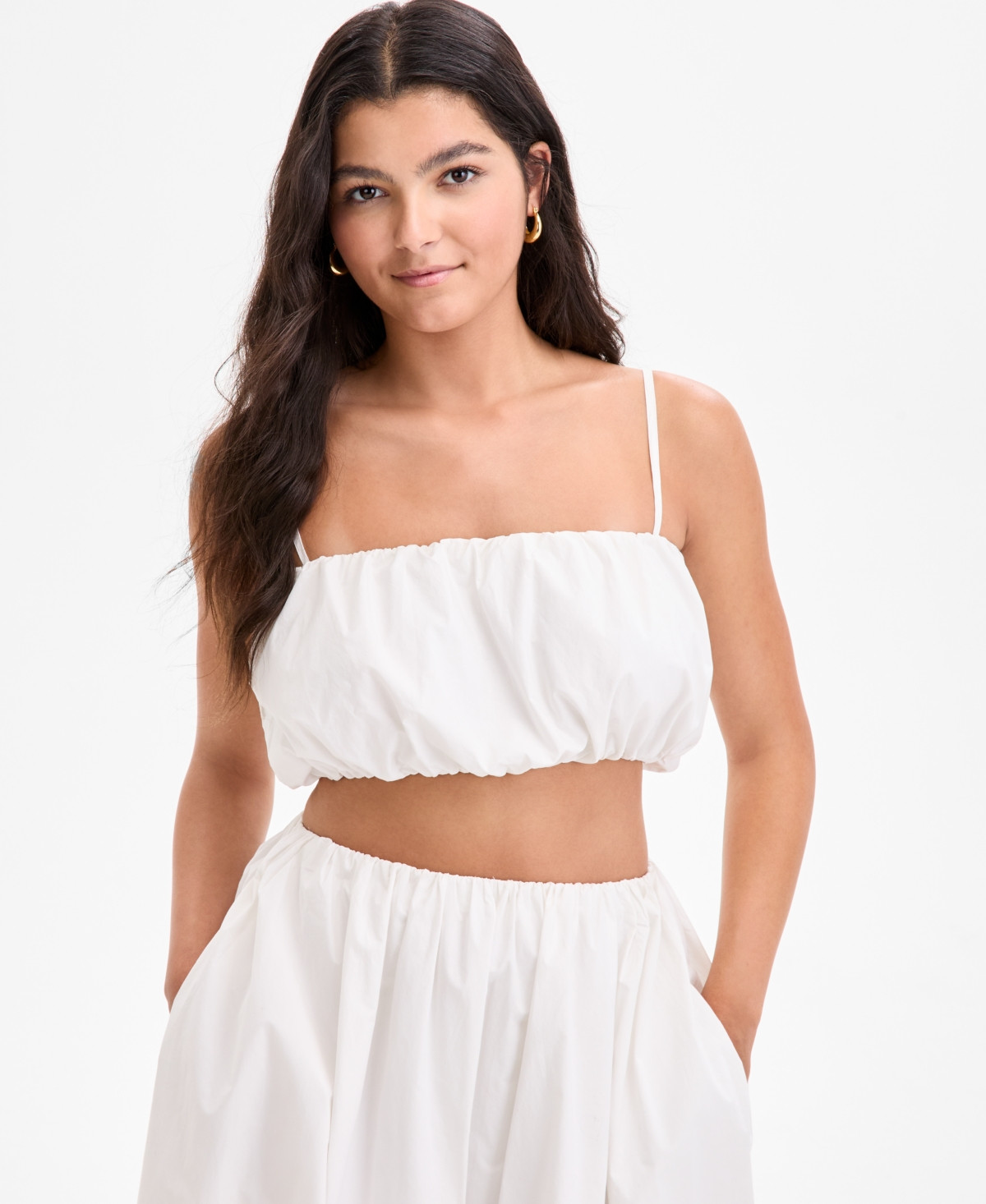 French Connection Women's Nomi Cotton Crop Top - Summer White | Macy's