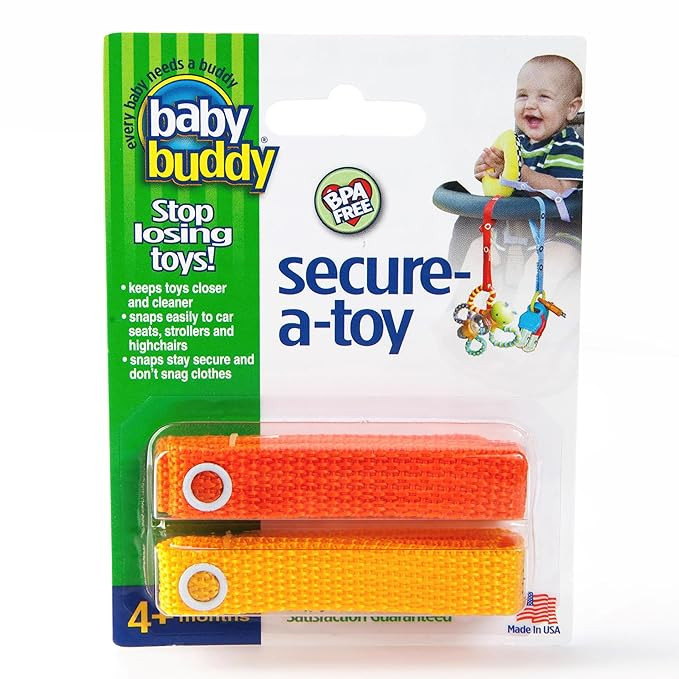 Baby Buddy Secure-a-Toy, Adjustable Pacifier and Teether Strap for Stroller, Highchair, and Car S... | Amazon (US)