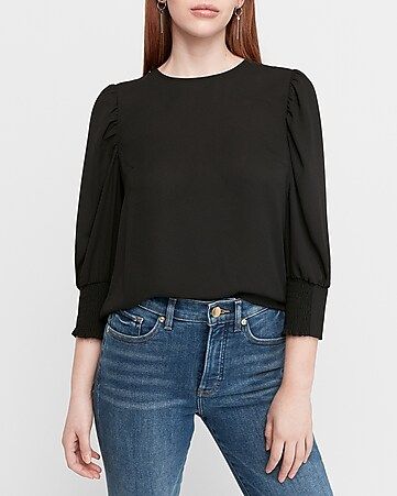 smocked cuff puff sleeve top | Express