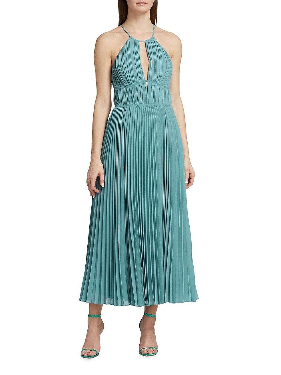 Carli Plissé Halter Midi-Dress | Saks Fifth Avenue