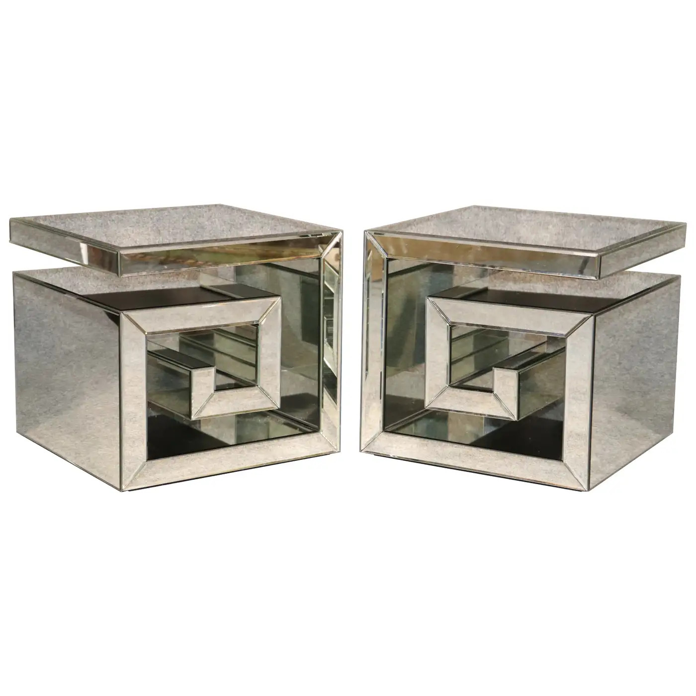 Mirrored Spiral Tables | 1stDibs