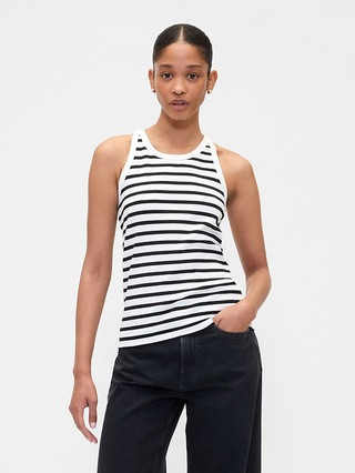 Ribbed Stripe High-Neck Tank | Gap Factory
