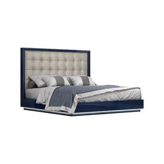Blue Wood Frame King Panel Bed | The Home Depot