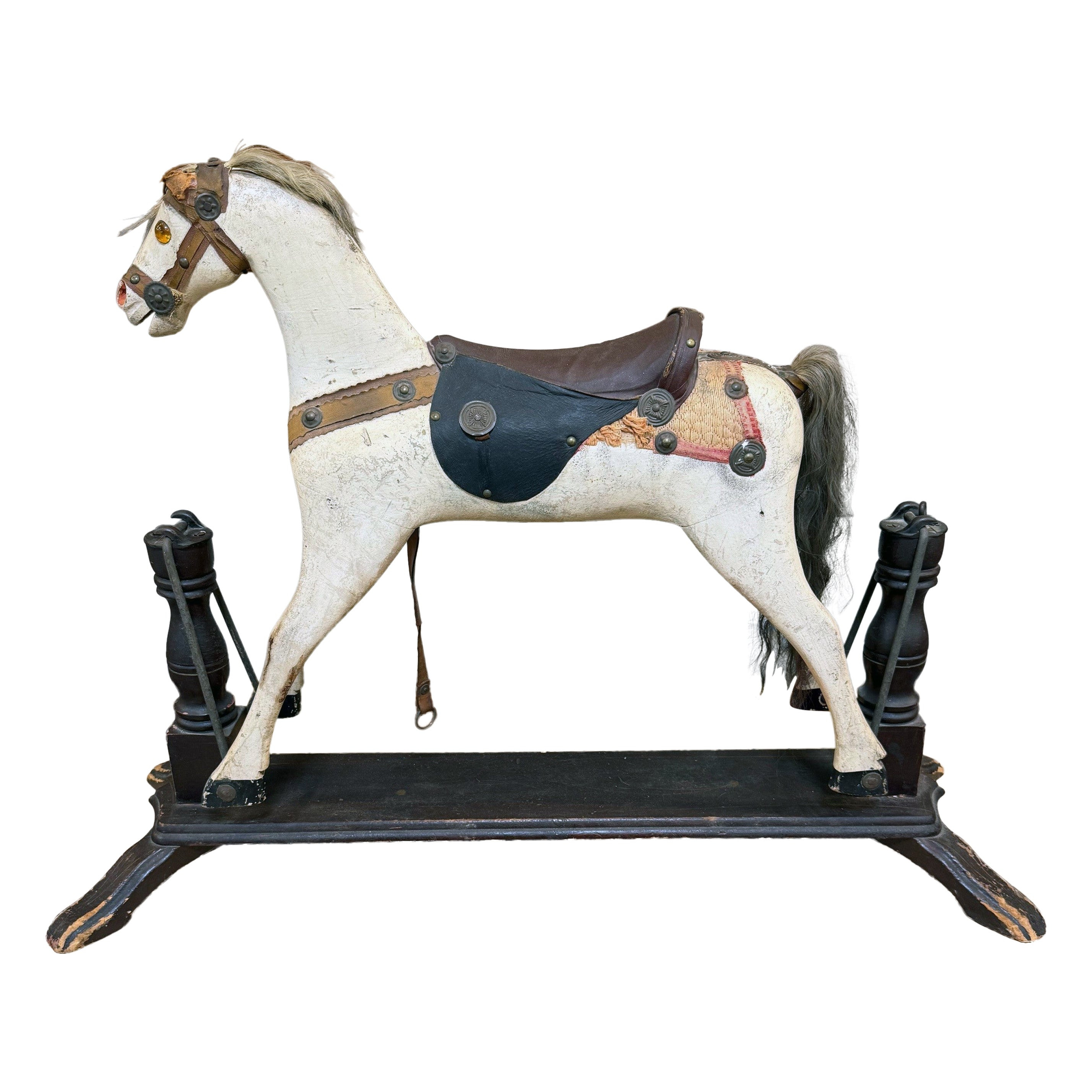 Mid 19th Century Antique Wooden Rocking Horse on Stand | 1stDibs