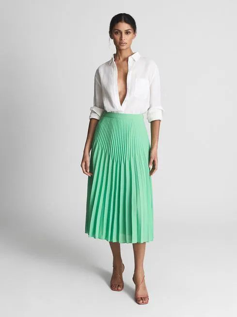 Pleated Midi Skirt | Reiss US