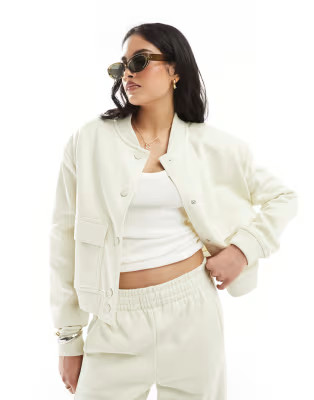 Mango cropped bomber jacket in off white - part of a set | ASOS (Global)