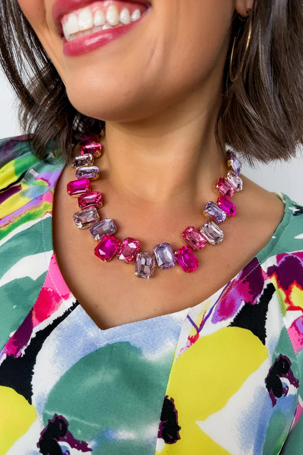 The Ashlee Gemstone Necklace in Shades of Pink | Jules & James Boutique