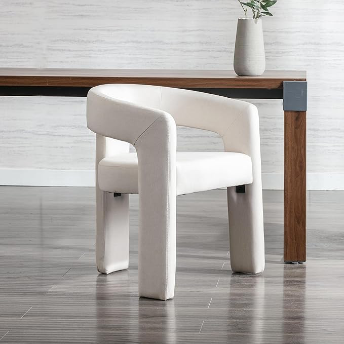 Linen Barrel Chairs, Modern Upholstered Dining Chair, Round Dining Chairs with Wooden Legs, Assem... | Amazon (US)