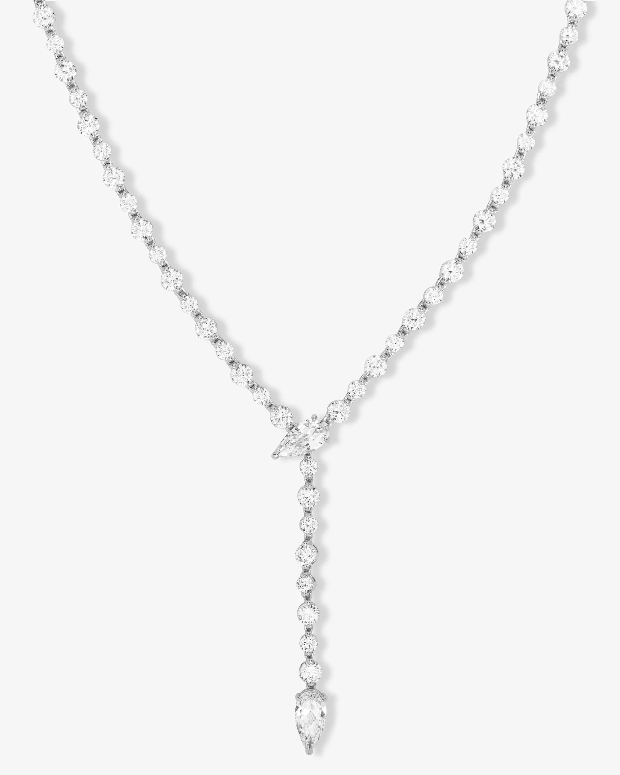 She's Arrived Lariat Tennis Necklace - Silver|White Diamondettes | Melinda Maria Jewelry