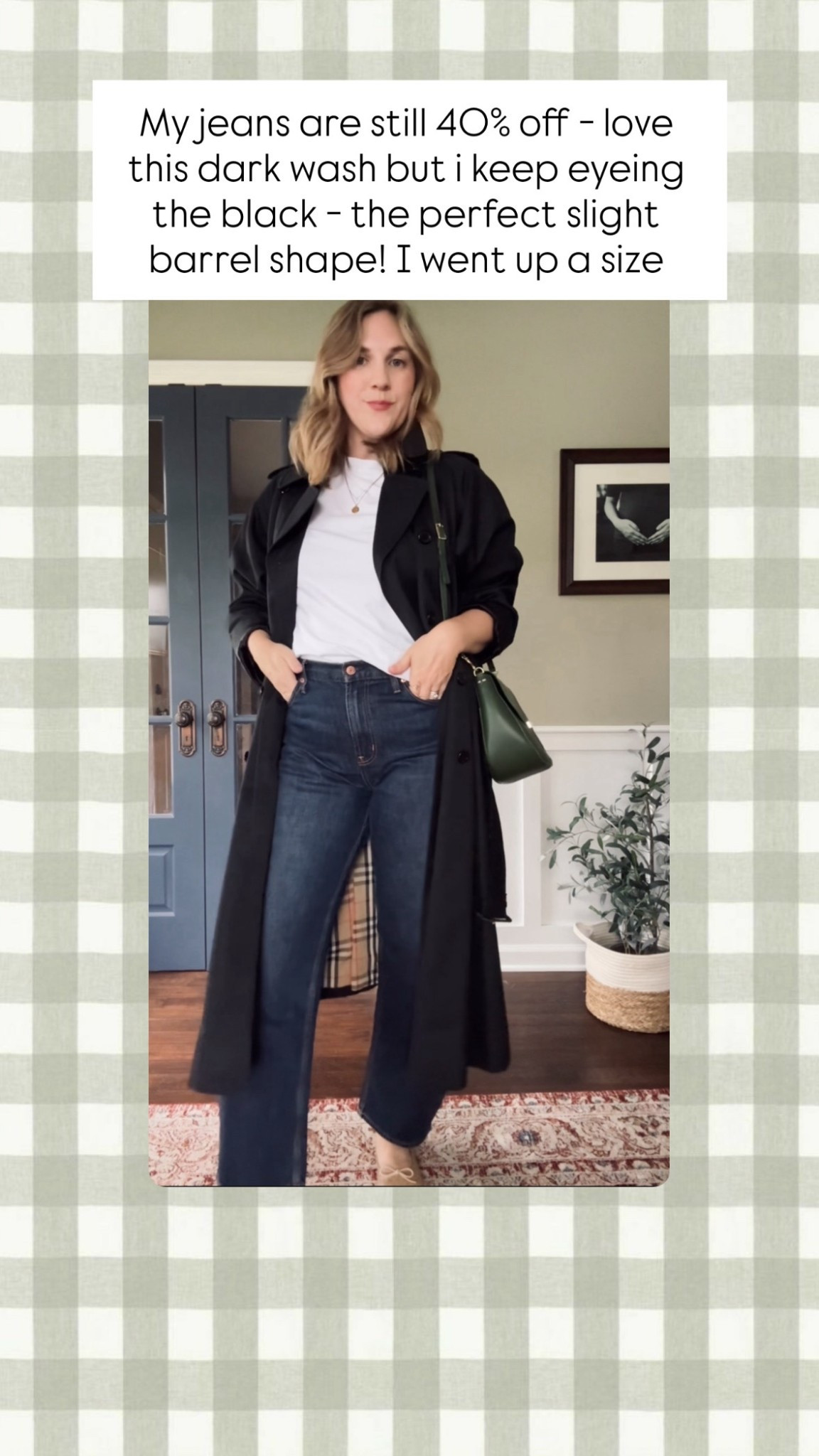 Gap sale 40% off! 

My jeans are the perfect slight barrel shape- i went up a size

#LTKSeasonal #LTKSaleAlert #LTKFindsUnder100