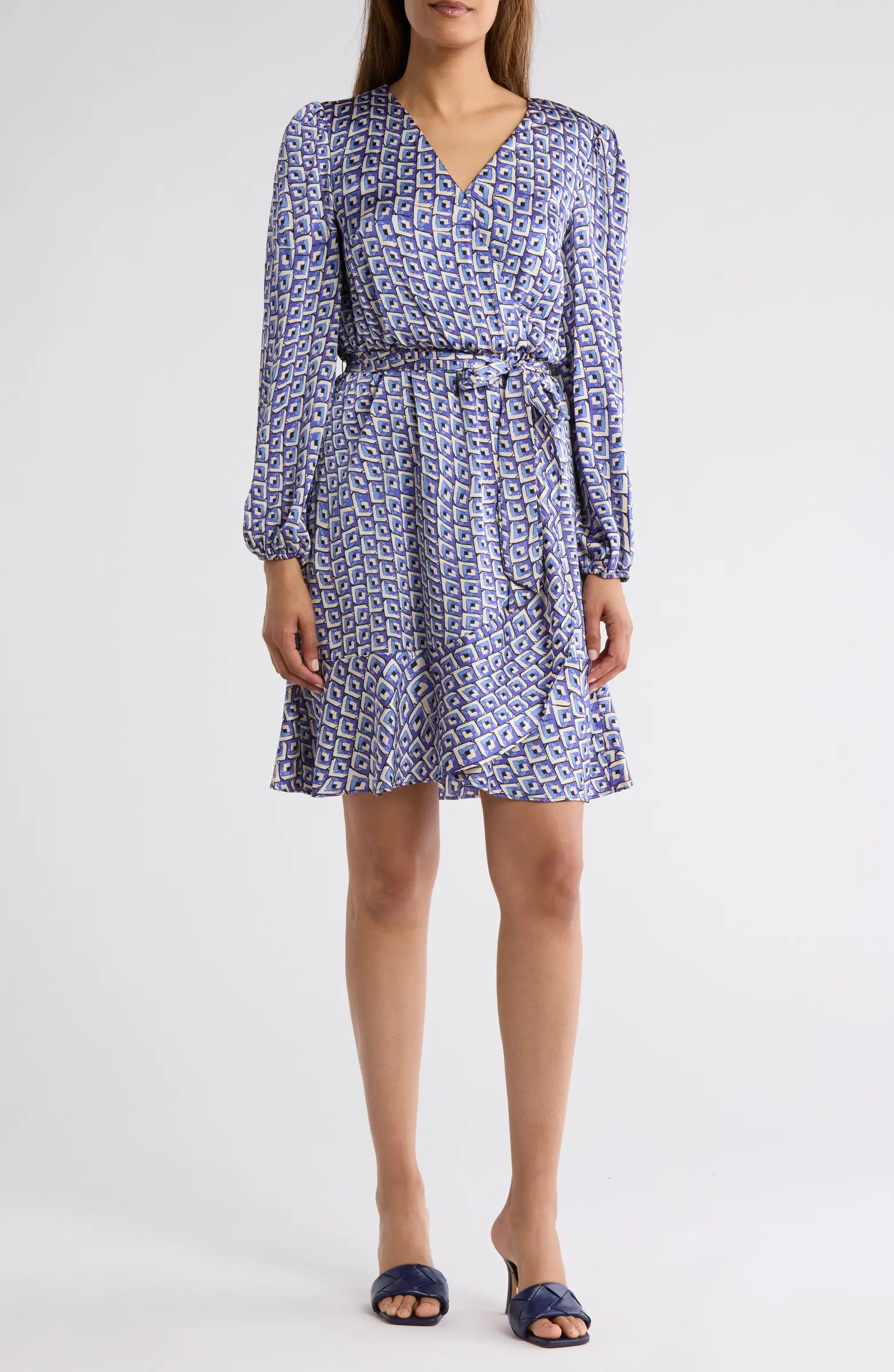 Tahari ASL Long Sleeve Satin Wrap Dress | Nordstromrack | Nordstrom Rack
