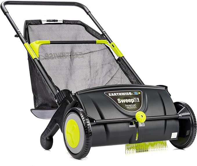 Earthwise LSW70021 21-Inch Width Leaf & Grass Push Lawn Sweeper, Black | Amazon (US)