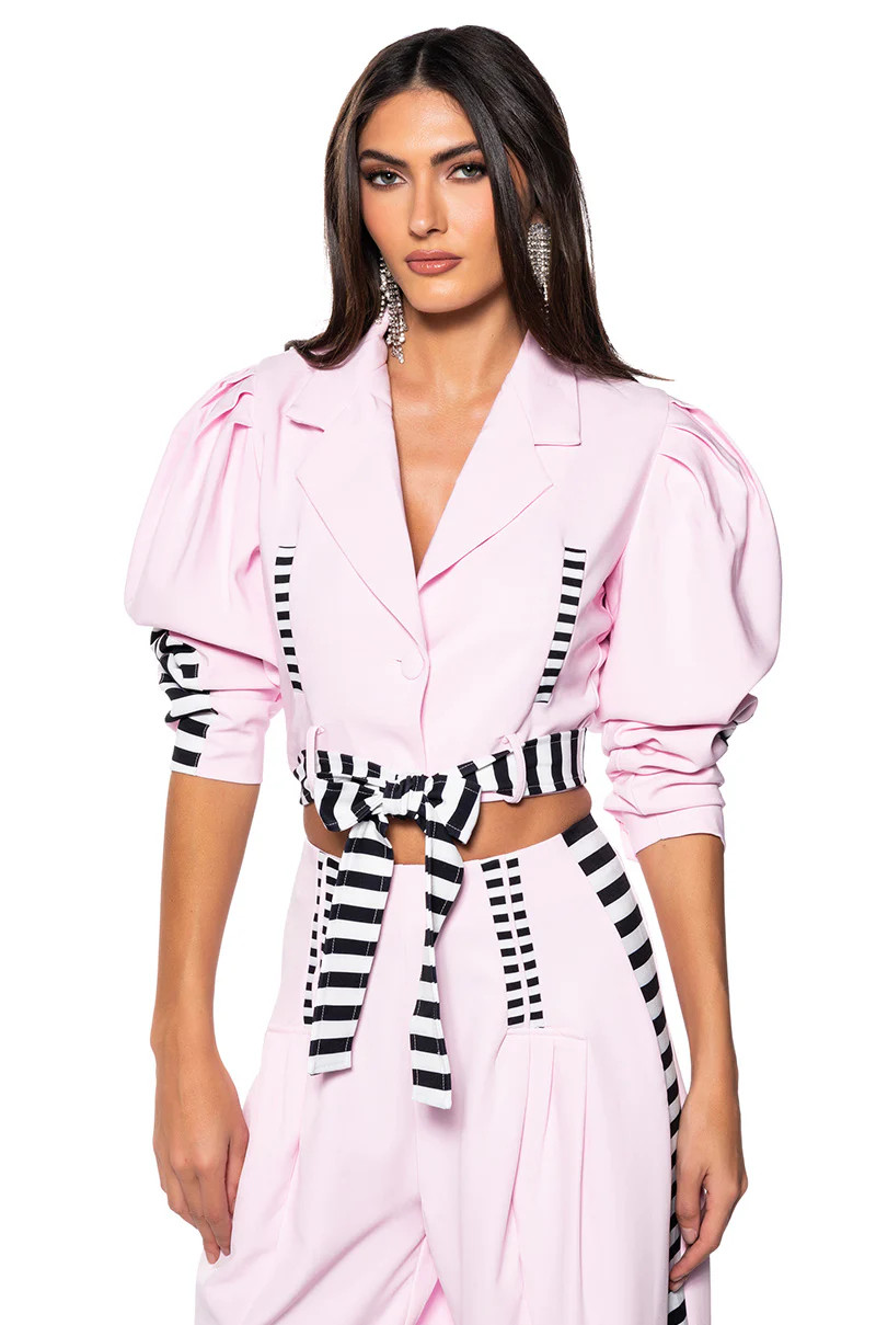HOT GIRL STRIPED CROP BLAZER | AKIRA