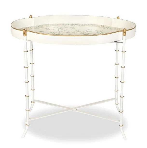 Ivory & Green Scalloped Tray Table: Final Sale | The Enchanted Home