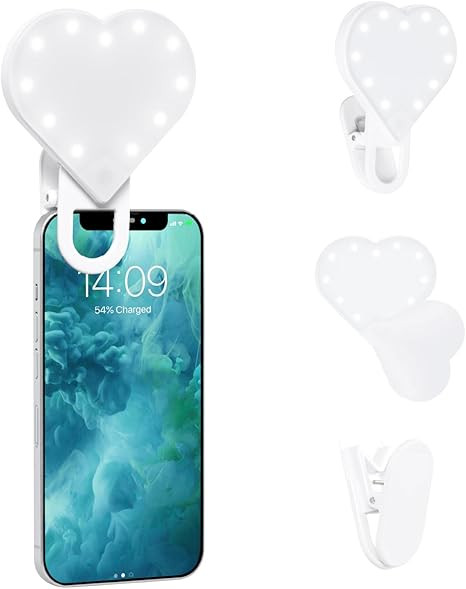 RIKI LOVES RIKI Sweetheart Clip-On LED Makeup Mirror & Selfie Light - Portable Phone Light Clip f... | Amazon (US)